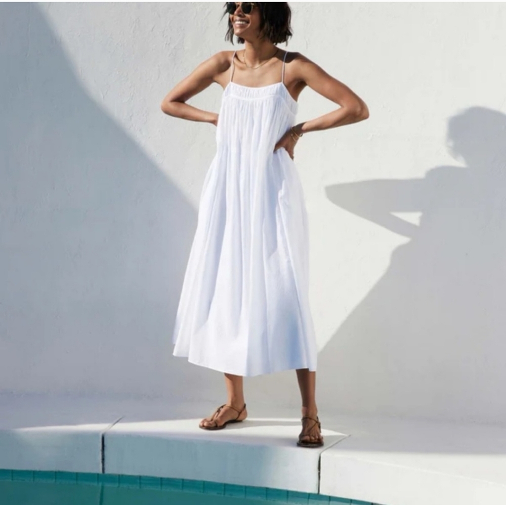 AYR Easy Breezy Dress in White Shadow Stripe Cotton, L, EUC.